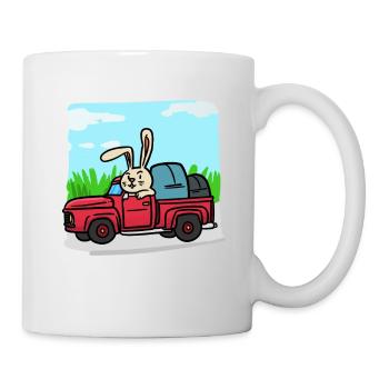 Bunny avec la voiture pendant le voyage - Mug blanc - blanc - Droite