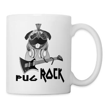 Pug Rock Mops Hund Rock and Roll Gitarre Geschenk - Tasse - Weiß - Rechts