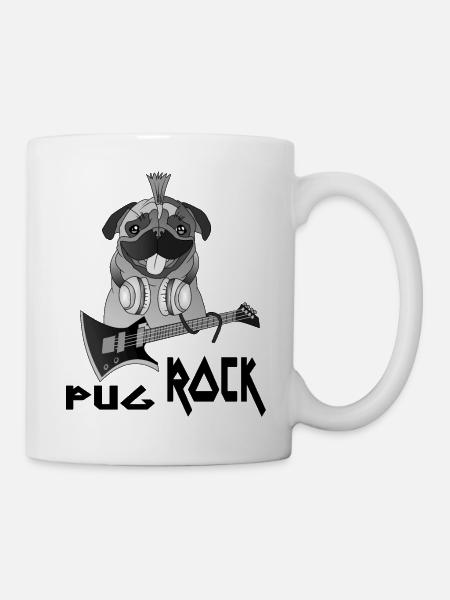 Pug Rock Mops Hund Rock and Roll Gitarre Geschenk - Tasse - Weiß