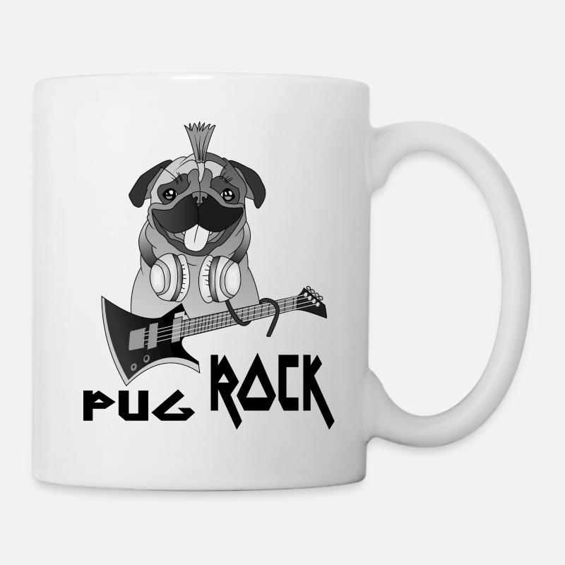 Pug Rock Mops Hund Rock and Roll Gitarre Geschenk - Tasse - Weiß