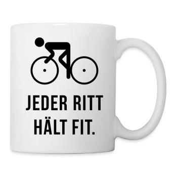 Jeder Ritt Hält Fit. (Fahrrad Fahren) - Tasse - Weiß - Rechts