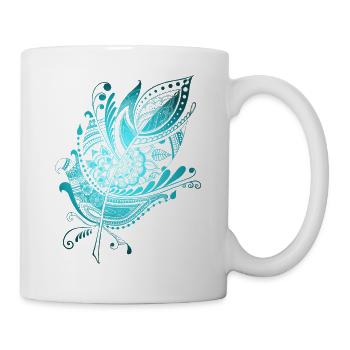 Feather Zentangle blue - Mug - white - Right