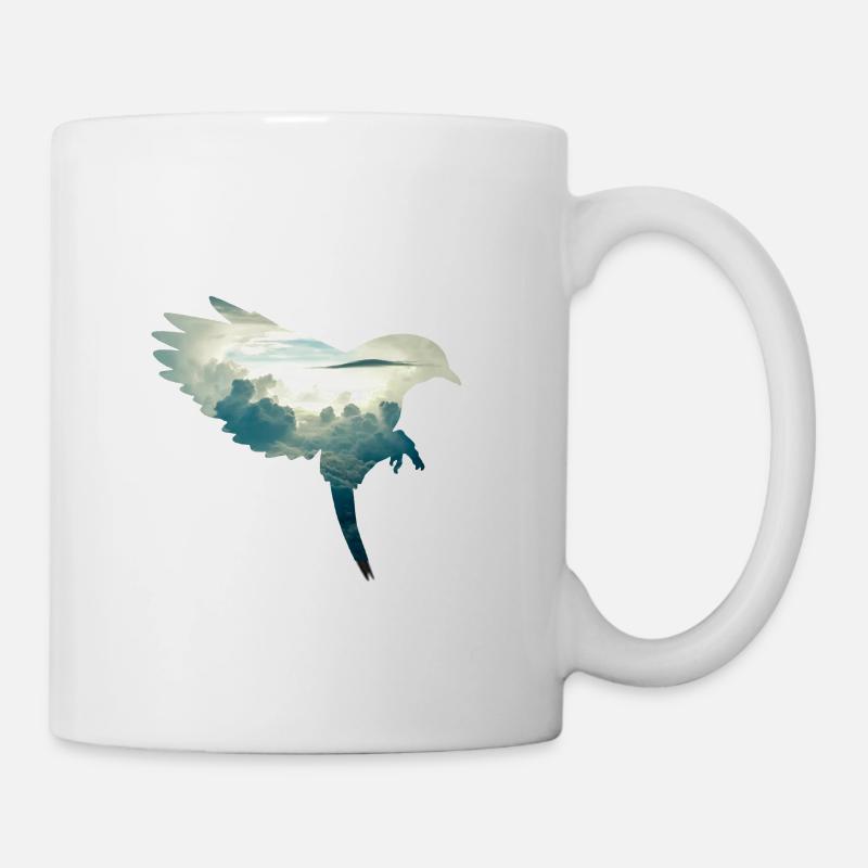 Bird Silhouette mit Hintergrund - Tasse - Weiß