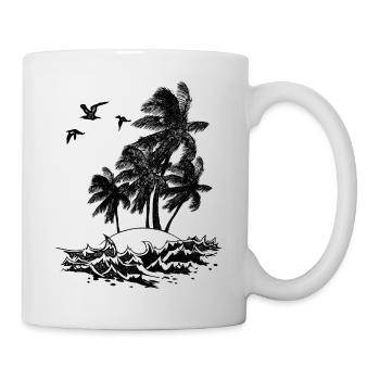 Sonne Strand Palmen Meer Urlaub - Tasse - Weiß - Rechts