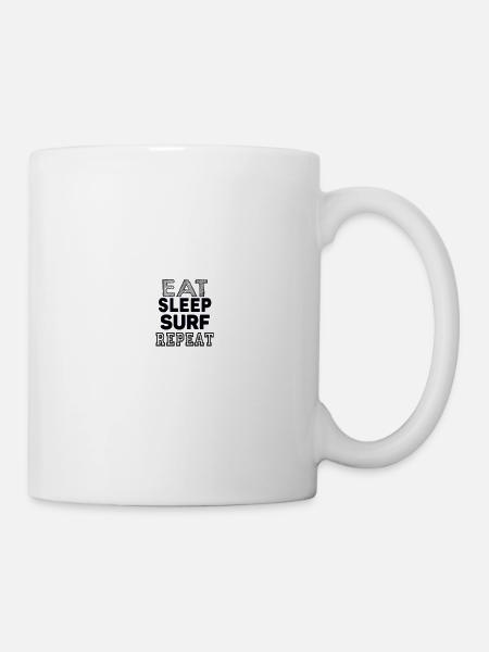 eat sleep surf repeat - Tasse - Weiß