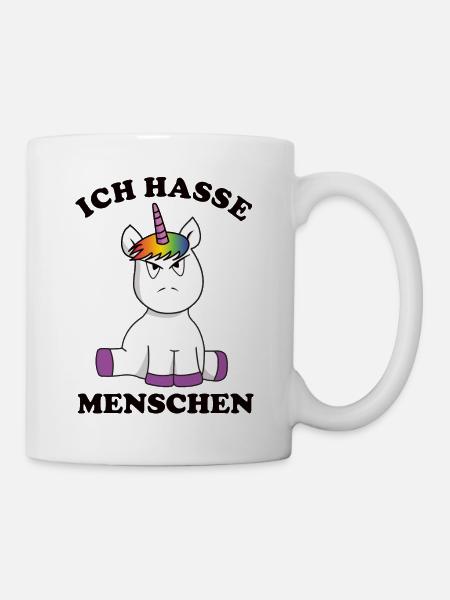 Einhorn Ich hasse Menschen - Tasse - Weiß