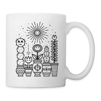 Pflanzen & Sonne (schwarz) - Tasse - Weiß - Rechts