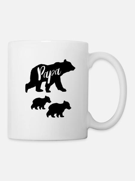 Papa Bear T-shirt avec deux louveteaux - Mug blanc - blanc