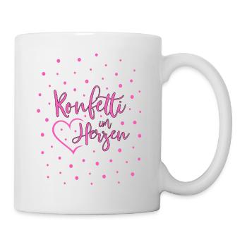 Konfetti im Herzen - Tasse - Weiß - Rechts