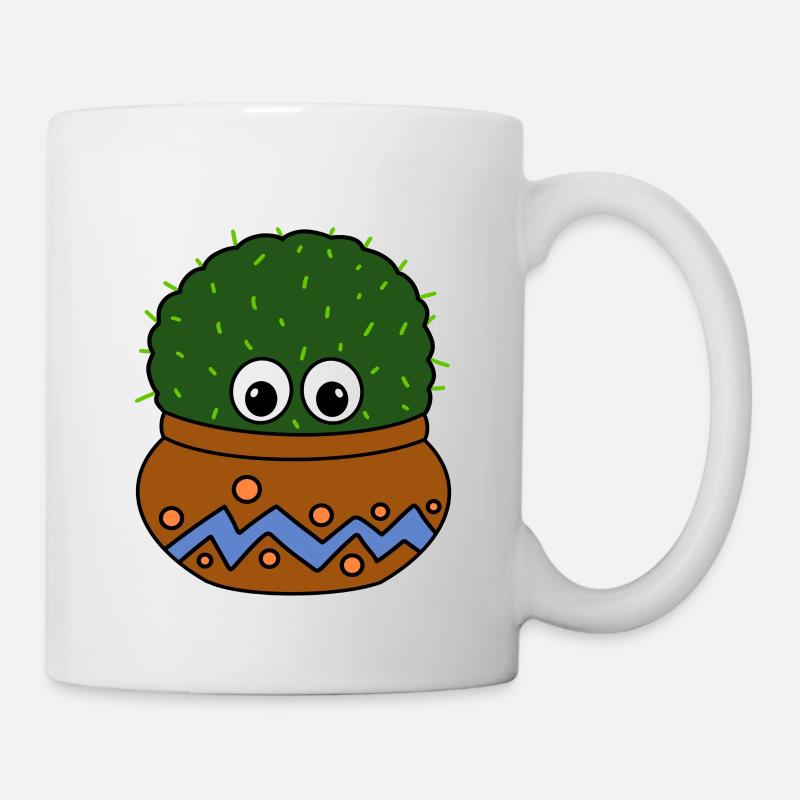 Big Round Cactus In Nice Jar - Mug - white