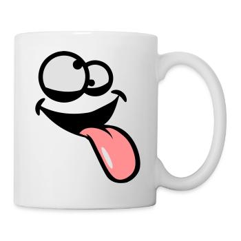langue raussaugen confus fou visage bande dessinée - Mug blanc - blanc - Droite
