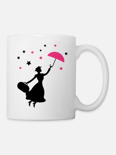 frau_regenschirm_02 - Tasse - Weiß