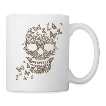 Schmetterling Schädel Sepia - Tasse - Weiß - Rechts