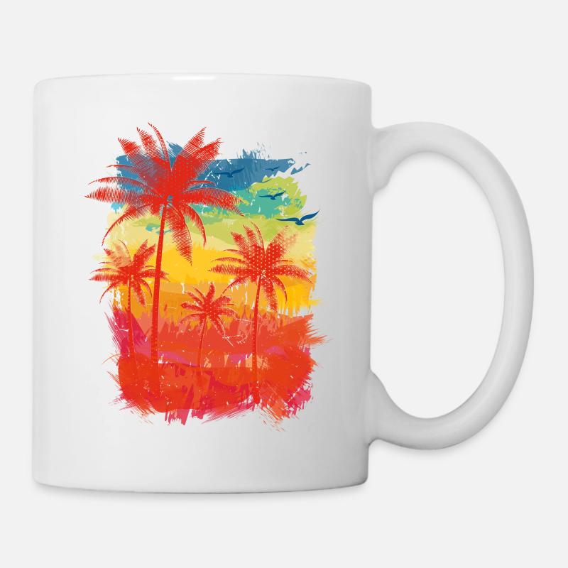 Bunte Streifen (Palmen) - Tasse - Weiß