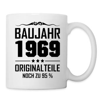 Baujahr 1969 Originalteile Noch Zu 95% Geschenk - Tasse - Weiß - Rechts
