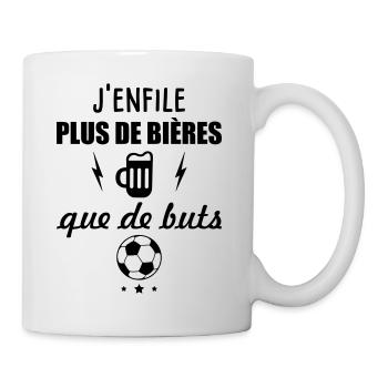 J'enfile plus de bières que de buts, football,foot - Mug blanc - blanc - Droite