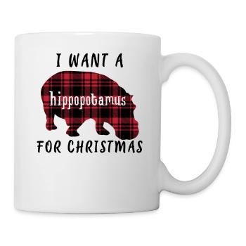 Ich will ein Nilpferd zu Weihnachten - Tasse - Weiß - Rechts