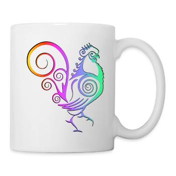 Hahn Huhn Henne Kücken Ei Regenbogen Hühner - Tasse - Weiß - Rechts