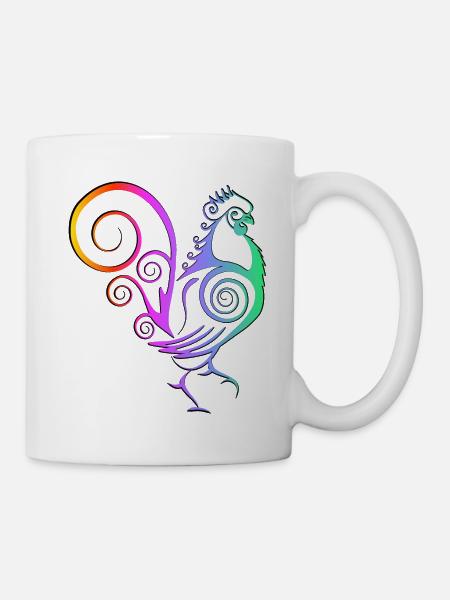 Hahn Huhn Henne Kücken Ei Regenbogen Hühner - Tasse - Weiß