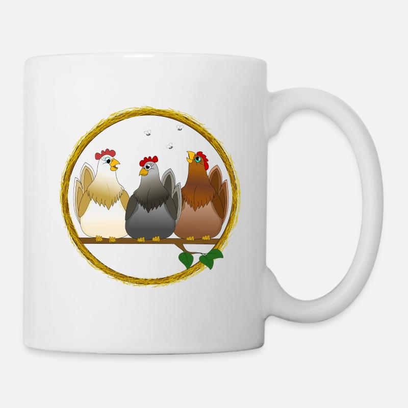 Hens chickens chicken rooster chickens bird egg easter - Mug - white