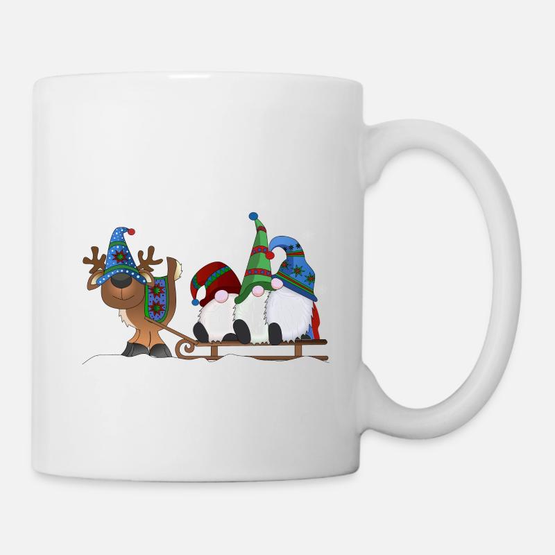 Christmas gnomes with reindeer sleigh - Mug - white