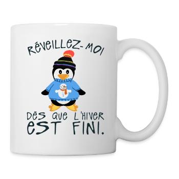 citation humour reveillez moi hiver fini - Mug blanc - blanc - Droite