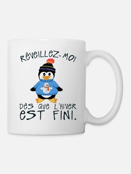 citation humour reveillez moi hiver fini - Mug blanc - blanc