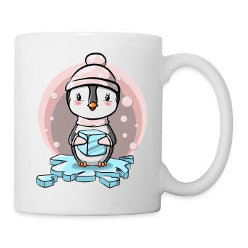 Pingouin fille avec bonnet et glaçons - Mug blanc - blanc - Droite