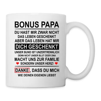 Bonus Papa Danke Stiefvater - Tasse - Weiß - Rechts