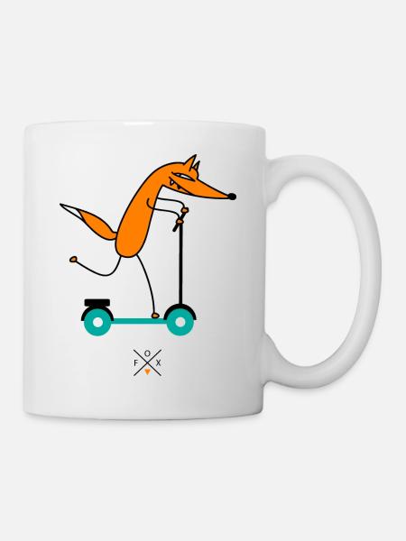 Fuchs fährt Roller - Tasse - Weiß