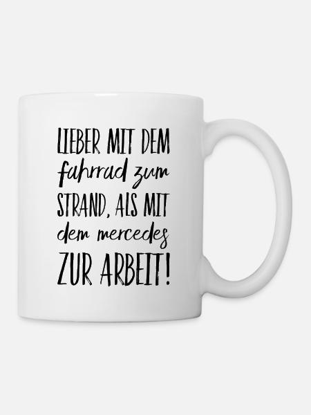 lieber mit dem Fahrrad zum Strand - Tasse - Weiß