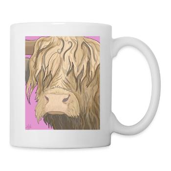 Pink Highland Cow Illustration - Mug - white - Right