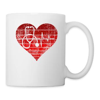 Stéthoscope coeur drôle infirmière Saint Valentin - Mug blanc - blanc - Droite