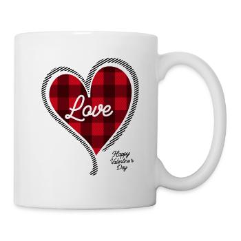 Valentinstag-Geschenk-Ideen-rotes kariertes Herz - Tasse - Weiß - Rechts