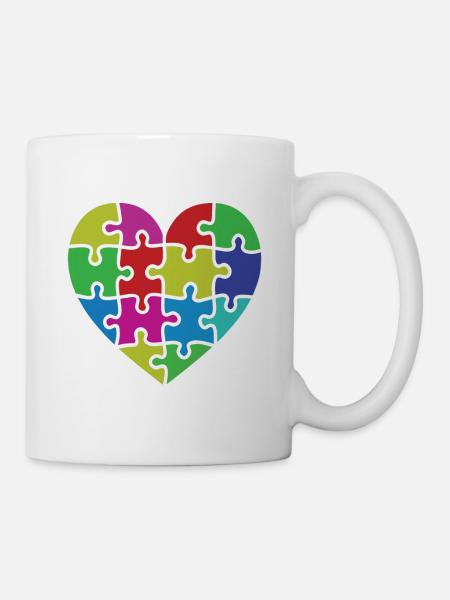 Herz Puzzle Patch Herz - Tasse - Weiß