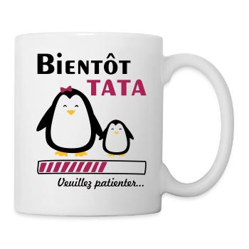 bientôt tata pingouin,future tante - Mug blanc - blanc - Droite