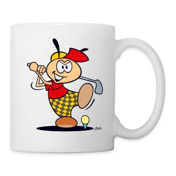 GOLF Cartoon - Ameise holt aus zum Abschlag - Tasse - Weiß - Rechts