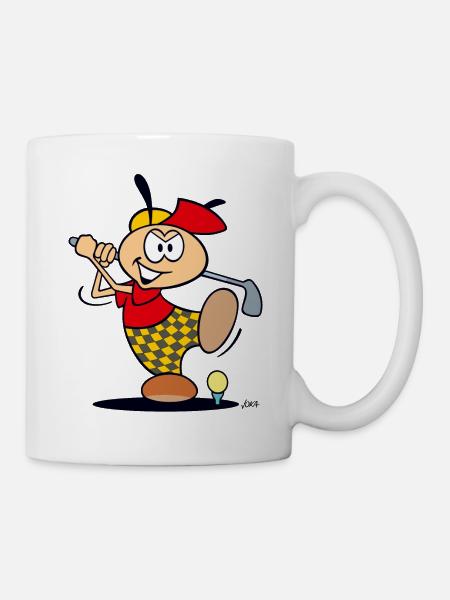 Caricature de GOLF - une fourmi se retire pour partir - Mug blanc - blanc