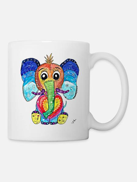 Happy Elephant - Mug blanc - blanc
