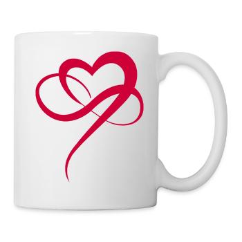 Rotes Herz Infinity Heart Symbol Liebe Polyamorie - Tasse - Weiß - Rechts
