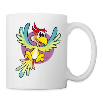 cute, colorful cartoon parrot - Mug - white - Right