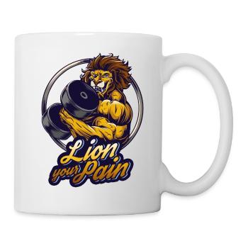 Bodybuilder muscle lion lie your pain saying - Mug - white - Right