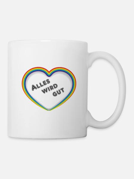 Regenbogen Herz - Alles wird gut - Tasse - Weiß