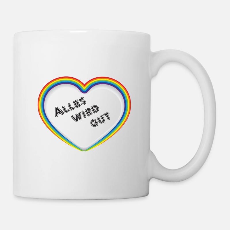 Regenbogen Herz - Alles wird gut - Tasse - Weiß