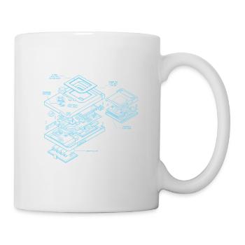 Retro handheld blueprint - retrogaming for your shirt - Mug - white - Right