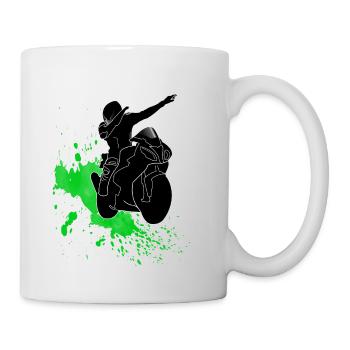 pilote moto dabbender - cadeau splash vert - Mug blanc - blanc - Droite