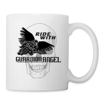 Motorbike driving with guardian angel - Mug - white - Right