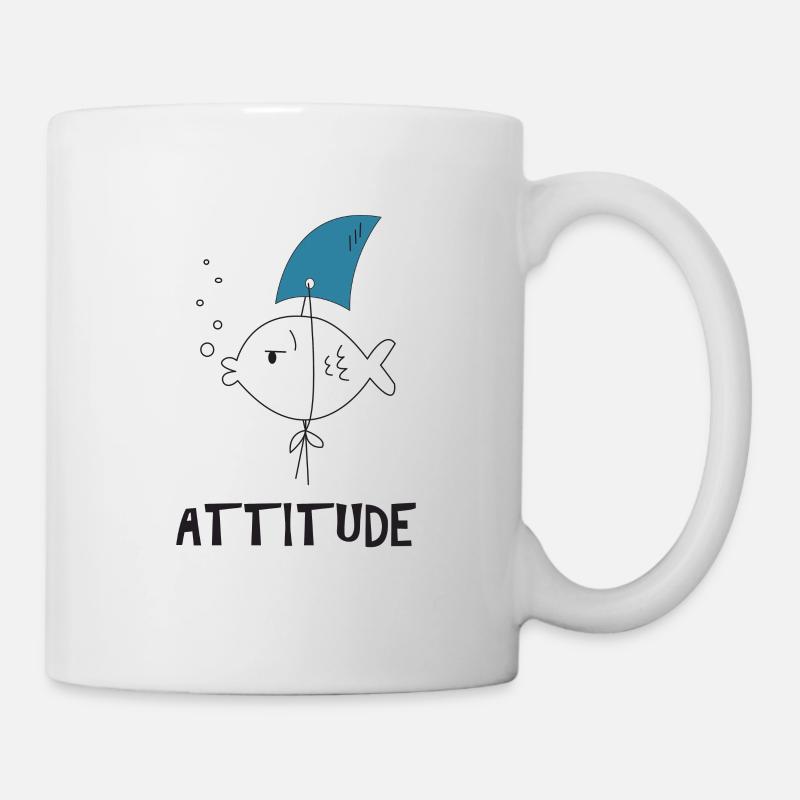 Poisson requin attitude positive fin poisson rouge - Mug blanc - blanc
