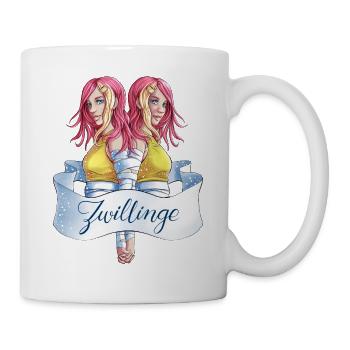 Sternzeichen Zwillinge Gemini Illustration - Tasse - Weiß - Rechts