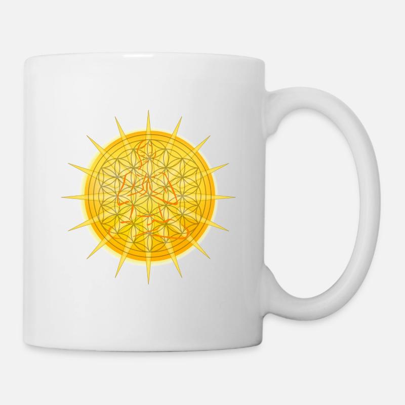 SONNE - Blume des Lebens - Meditation - Tasse - Weiß